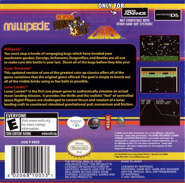 Millipede / Super Breakout / Lunar Lander - (GBA) Game Boy Advance [Pre-Owned] Video Games DSI Games   