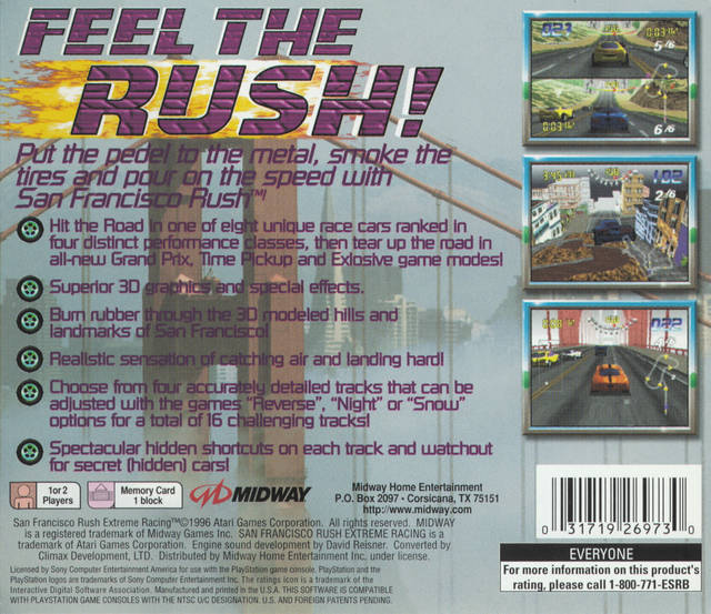 San Francisco Rush: Extreme Racing - (PS1) PlayStation 1 [Pre-Owned] Video Games Midway   