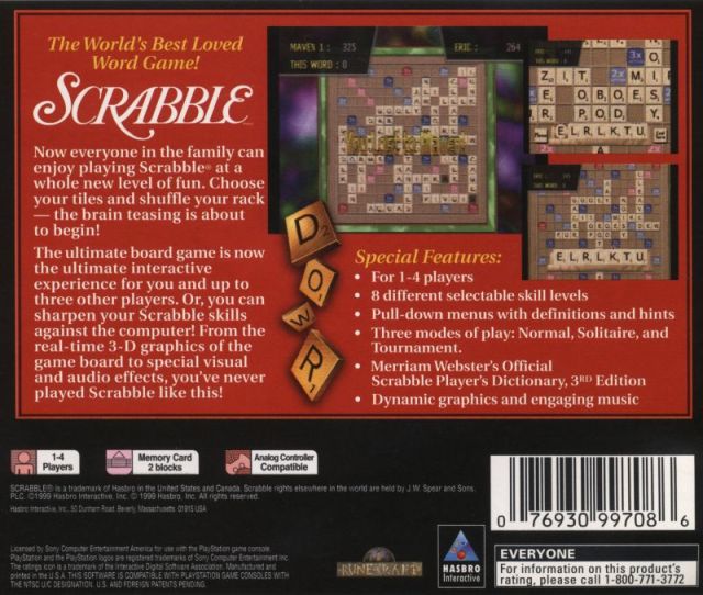 Scrabble - (PS1) PlayStation 1 [Pre-Owned] Video Games Hasbro Interactive   