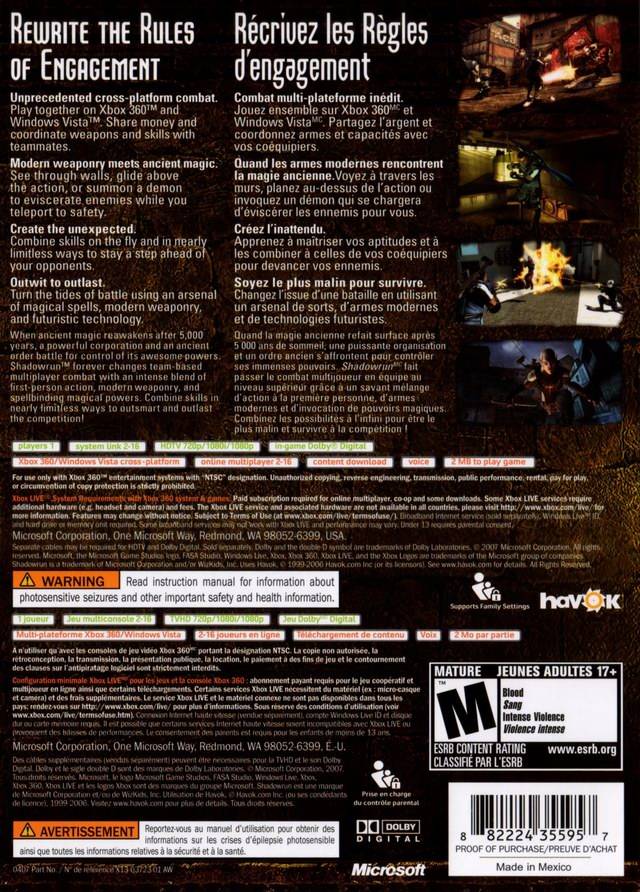 Shadowrun - Xbox 360 | J&L Game