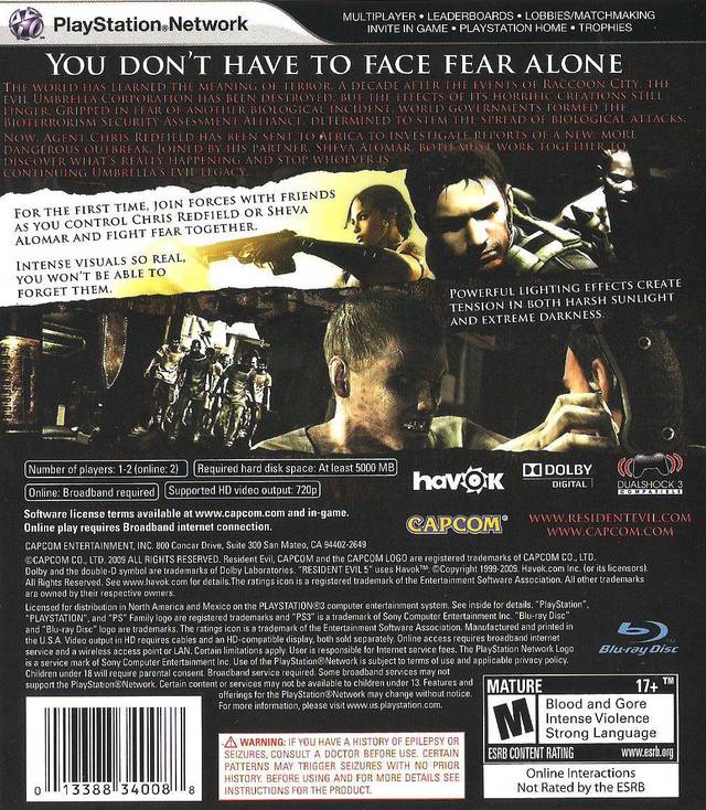 Resident Evil 5 - (PS3) PlayStation 3 [Pre-Owned] Video Games Capcom   