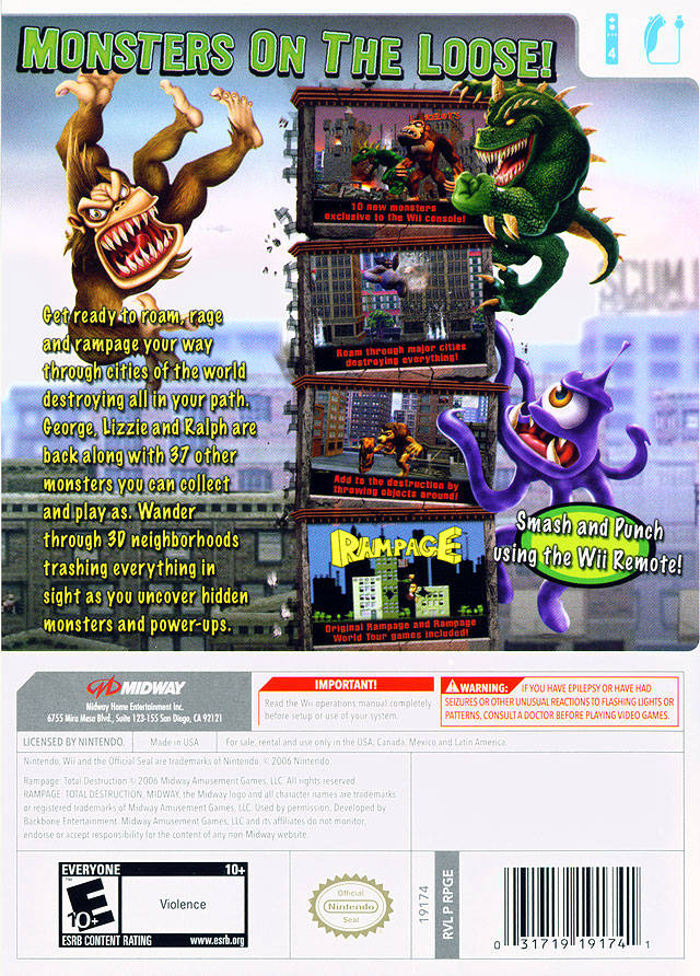 Rampage: Total Destruction - Nintendo Wii [Pre-Owned] Video Games Midway   