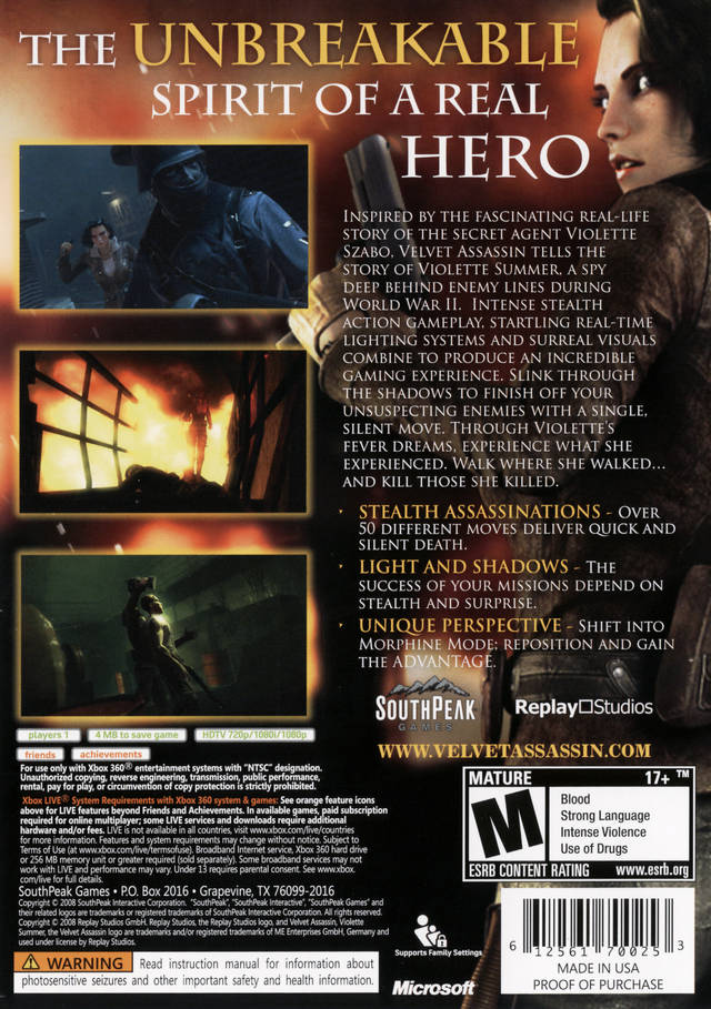 Velvet Assassin - Xbox 360 [Pre-Owned] Video Games SouthPeak Games   