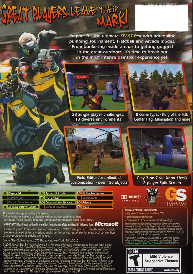 Splat Magazine Renegade Paintball - (XB) Xbox Video Games Take-Two Interactive   