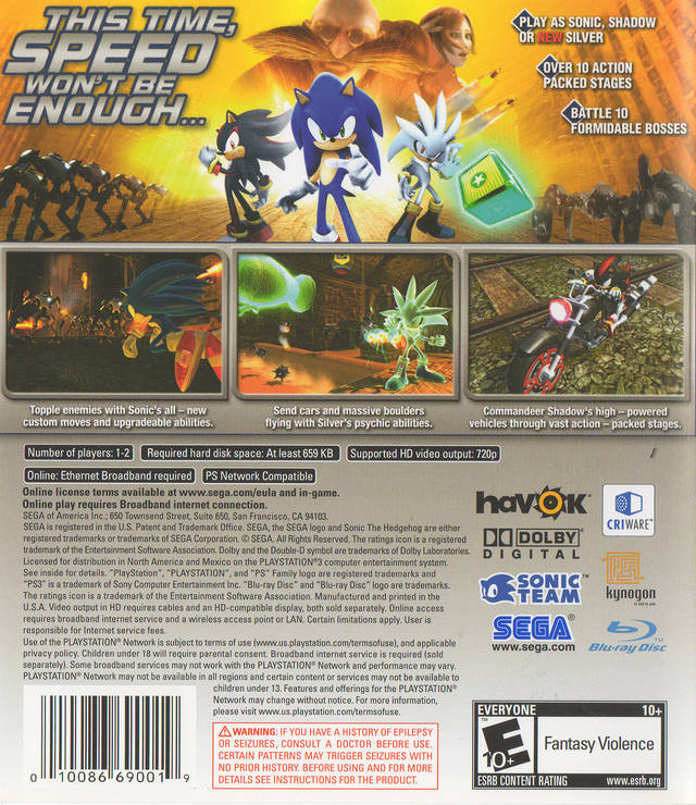 Sonic the Hedgehog - (PS3) PlayStation 3 Video Games Sega   