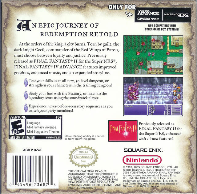 Final Fantasy IV Advance - (GBA) Game Boy Advance [Pre-Owned] Video Games Nintendo   