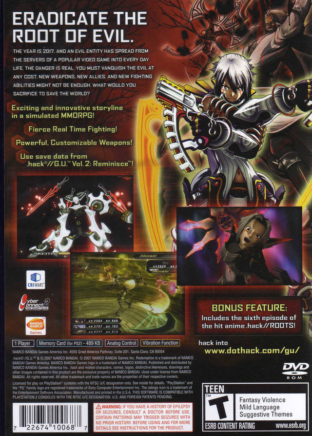 .hack//G.U. Vol. 3: Redemption - (PS2) PlayStation 2 [Pre-Owned] Video Games Bandai Namco   