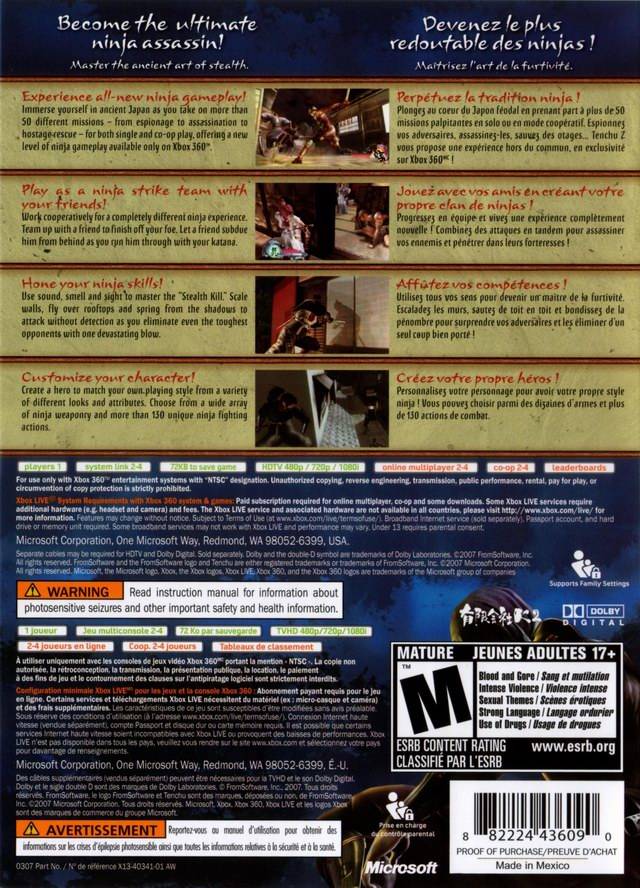 Tenchu Z - Xbox 360 [Pre-Owned] Video Games Microsoft Game Studios   