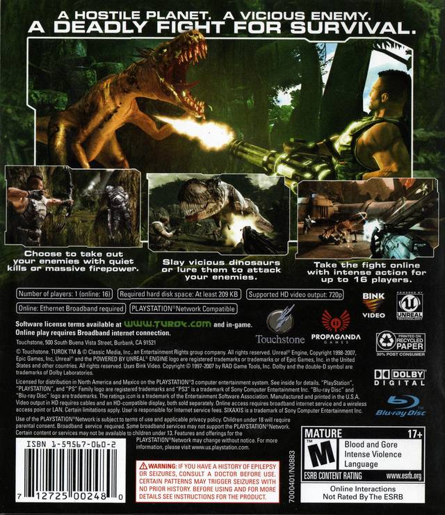 Turok - (PS3) PlayStation 3 [Pre-Owned] Video Games Touchstone   