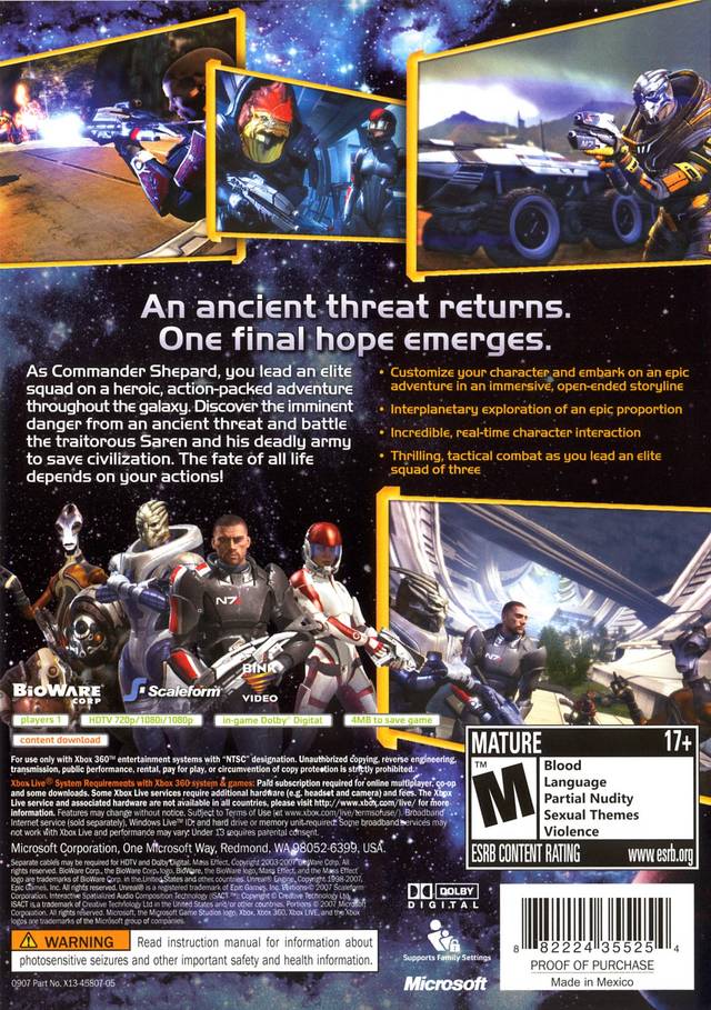Mass Effect - Xbox 360 [Pre-Owned] Video Games Microsoft Game Studios   