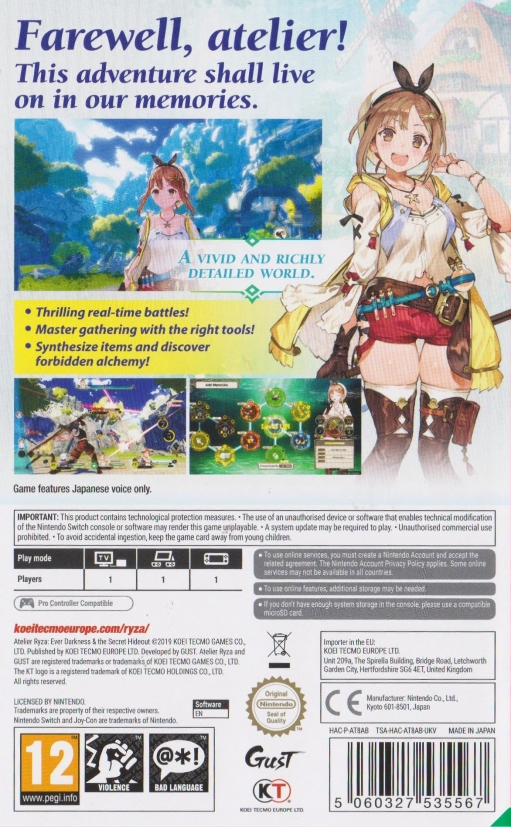 Atelier Ryza: Ever Darkness & The Secret Hideout - (NSW) Nintendo Switch (European Import) Video Games Koei Tecmo Games   