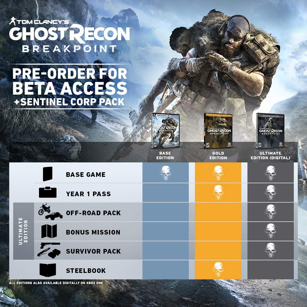 Tom Clancy's Ghost Recon Breakpoint Steelbook Gold Edition - Xbox One Video Games Ubisoft   