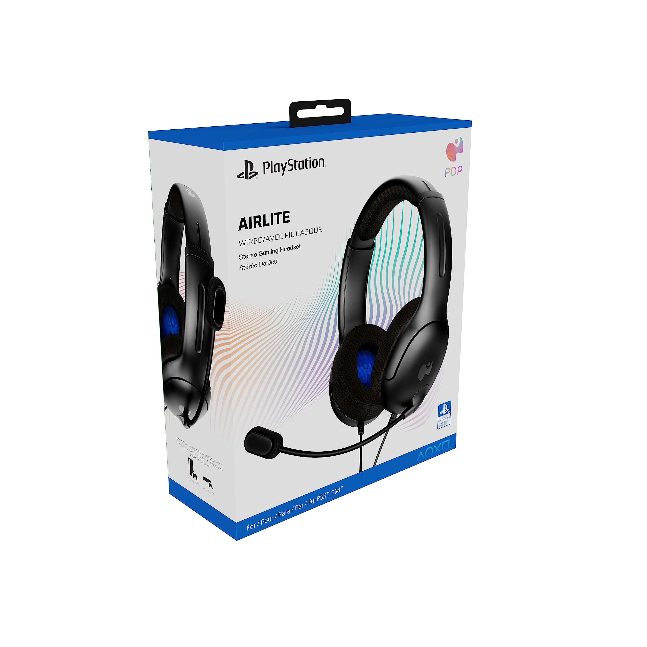 PDP AIRLITE Wired Stereo Gaming Headset (Black) - (PS5) Playstation 5 Video Games PDP   
