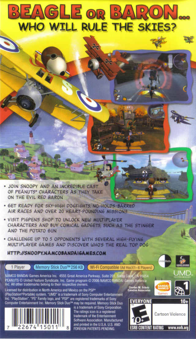 Snoopy vs. the Red Baron - PSP Video Games Namco Bandai Games   