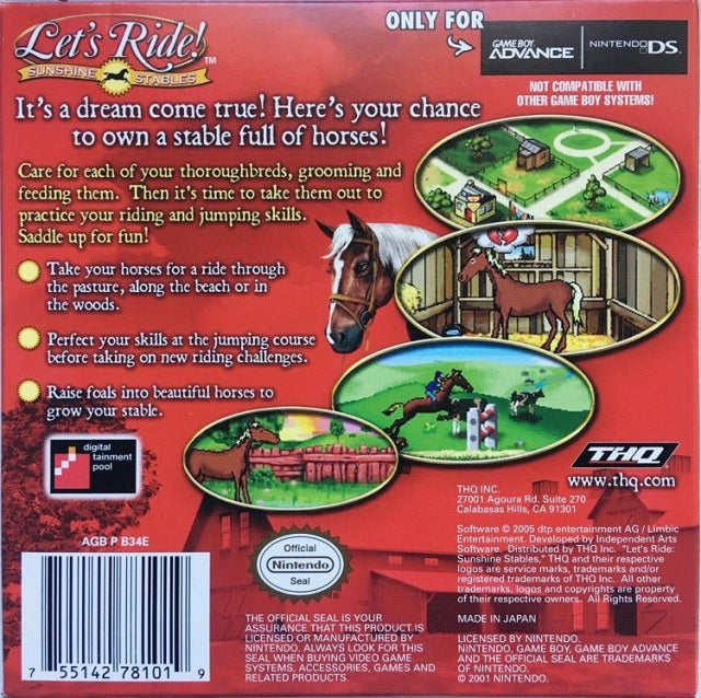 Let's Ride! Sunshine Stables - (GBA) Game Boy Advance Video Games THQ   