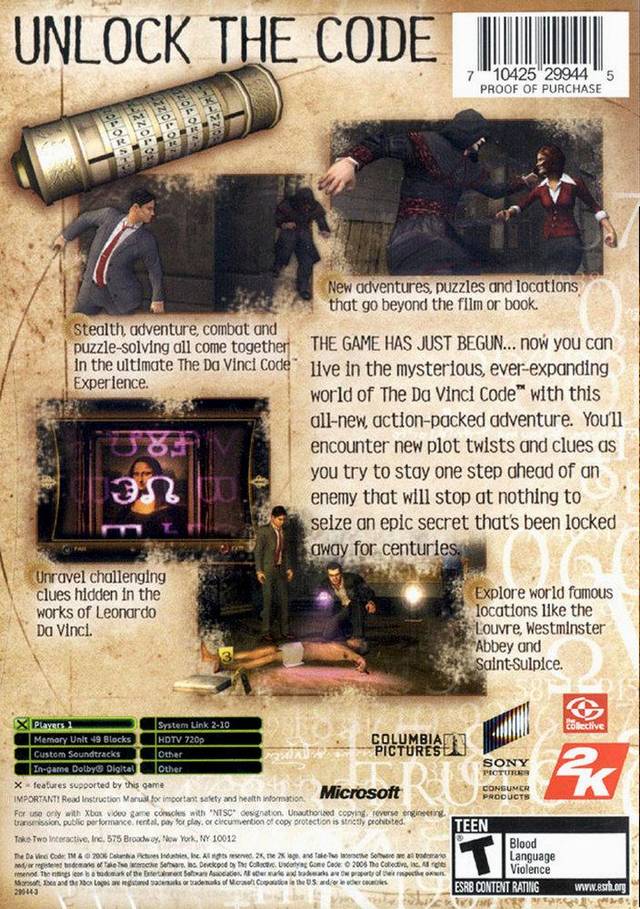 The Da Vinci Code - (XB) Xbox [Pre-Owned] Video Games 2K Games   