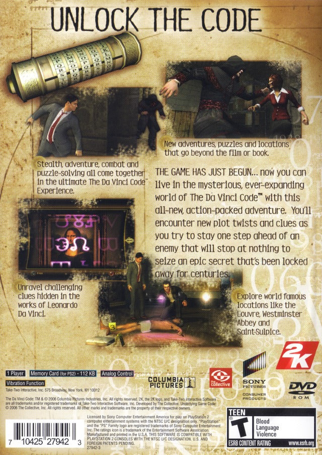 The Da Vinci Code - (PS2) PlayStation 2 [Pre-Owned] Video Games 2K Games   