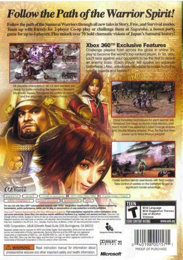 Samurai Warriors 2 - Xbox 360 [Pre-Owned] Video Games Koei   