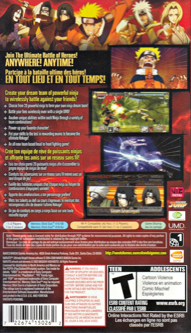 Naruto: Ultimate Ninja Heroes - Sony PSP [Pre-Owned] Video Games Namco Bandai Games   