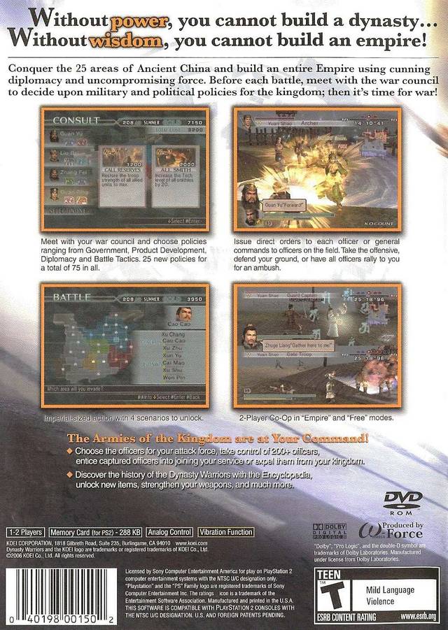 Dynasty Warriors 5 Empires - (PS2) PlayStation 2 [Pre-Owned] | J&L