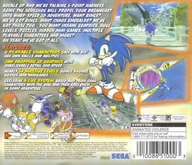 Sonic Adventure (Sega All Stars) - (DC) SEGA Dreamcast  [Pre-Owned] Video Games Sega   