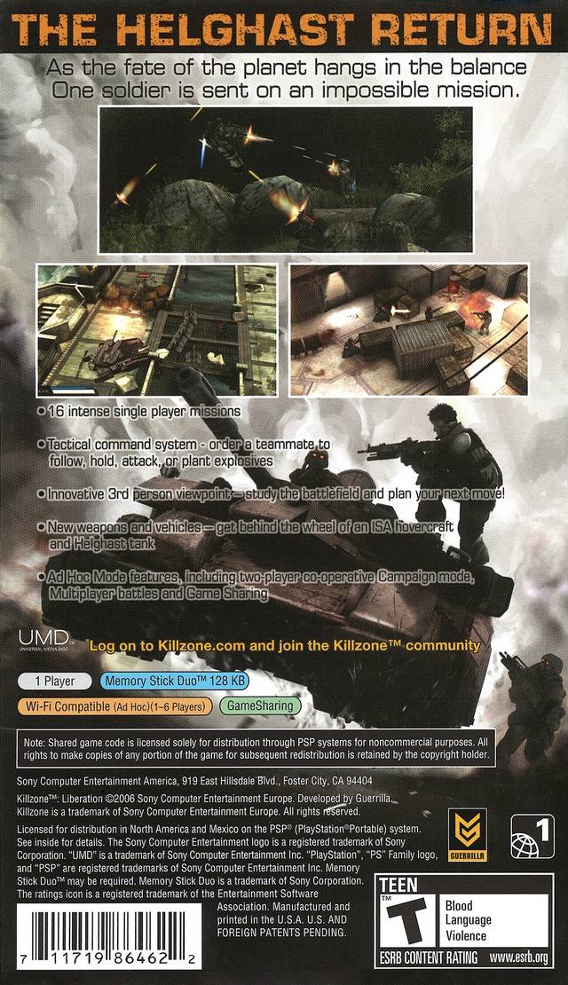Killzone: Liberation - Sony PSP Video Games SCEA   