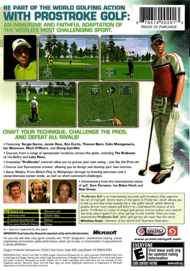 ProStroke Golf - World Tour 2007 - Xbox Video Games Oxygen Interactive   