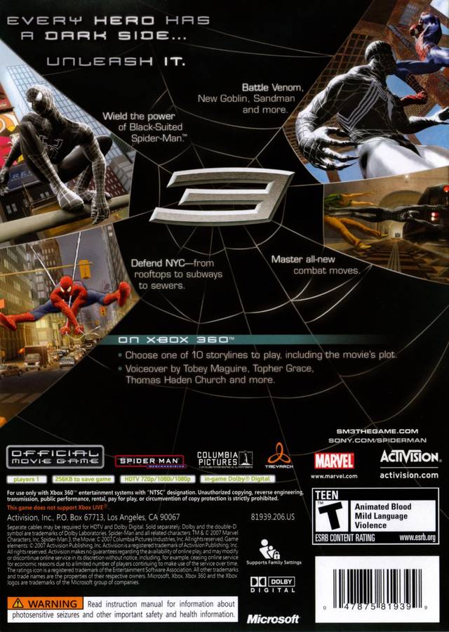 Spider-Man 3 - Xbox 360 [Pre-Owned] Video Games Activision   