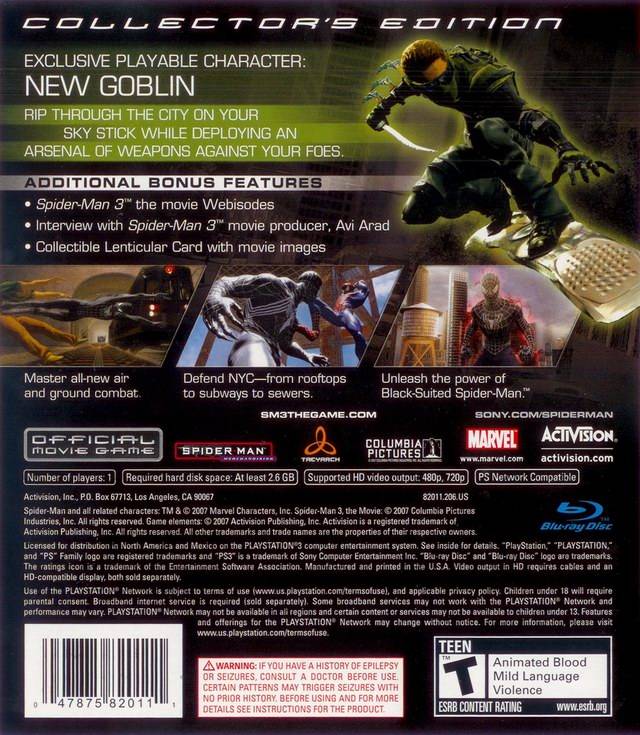 Spider-Man 3 Collector's Edition - (PS3) PlayStation 3 [Pre-Owned] Video Games Activision   