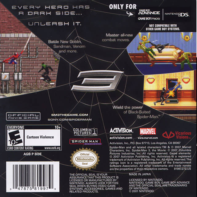 Spider-Man 3 - (GBA) Game Boy Advance [Pre-Owned] Video Games Activision   