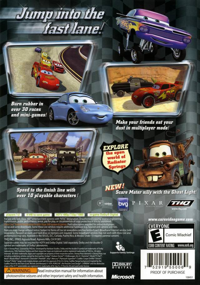 Cars - Xbox 360 Video Games THQ   