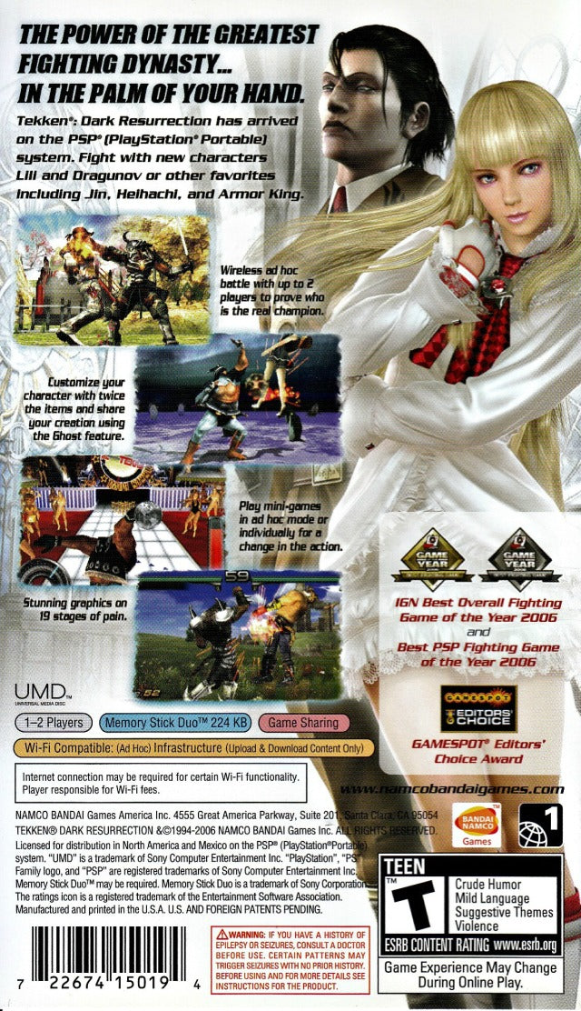 Tekken: Dark Resurrection (Greatest Hits) - Sony PSP [Pre-Owned] Video Games Namco Bandai Games   