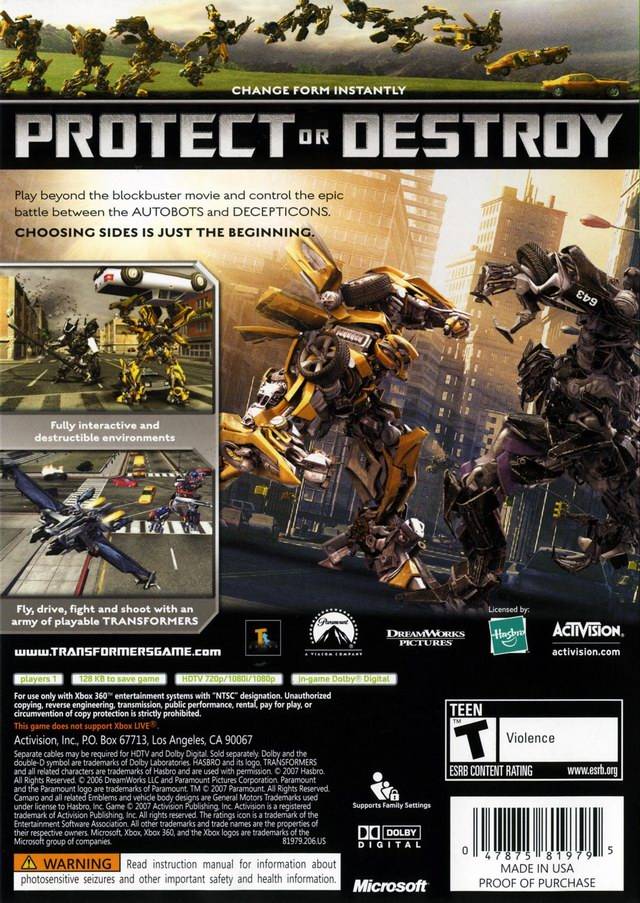 Transformers: The Game - Xbox 360 [Pre-Owned] | J&L Game