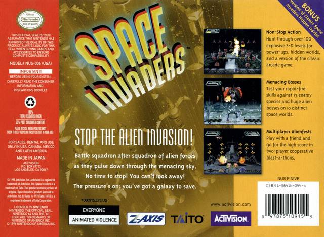 Space Invaders - (N64) Nintendo 64 [Pre-Owned] Video Games Activision   