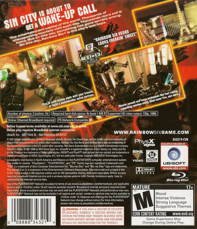Tom Clancy's Rainbow Six Vegas - (PS3) PlayStation 3 [Pre-Owned] Video Games Ubisoft   