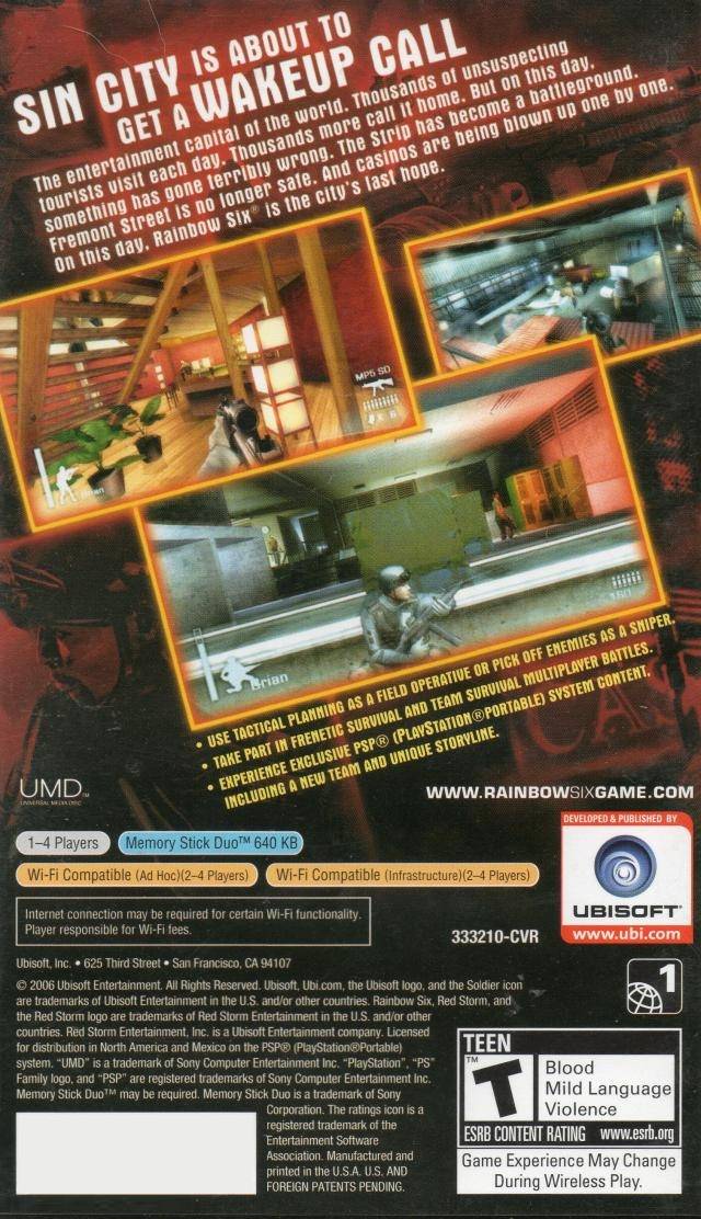 Tom Clancy's Rainbow Six Vegas (Greatest Hits) - Sony PSP [Pre-Owned] Video Games Ubisoft   