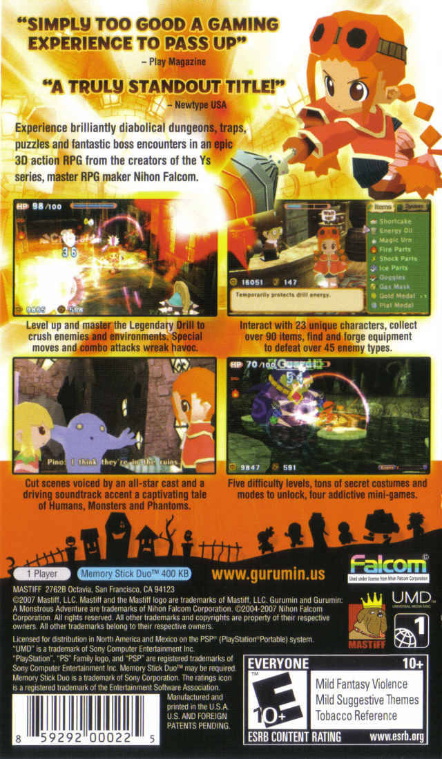 Gurumin: A Monstrous Adventure - PSP Video Games Mastiff   