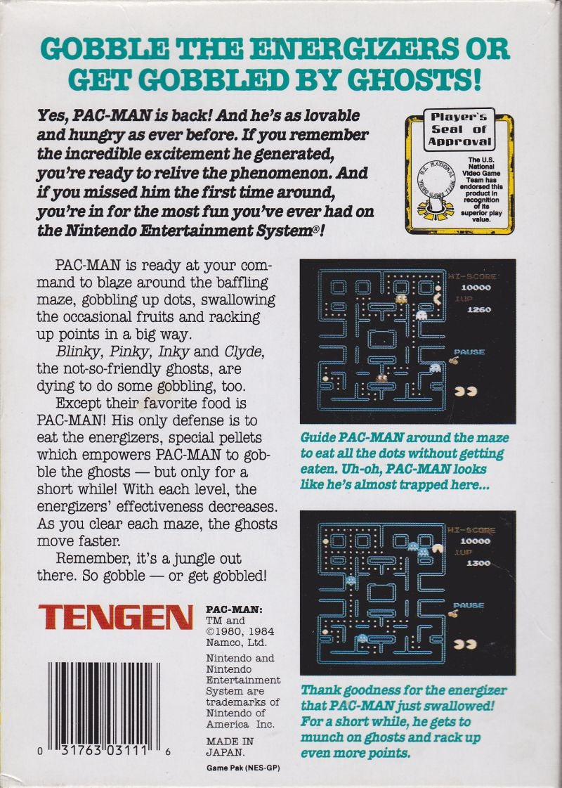 Pac-Man (Tengen) - (NES) Nintendo Entertainment System [Pre-Owned] Video Games Tengen   