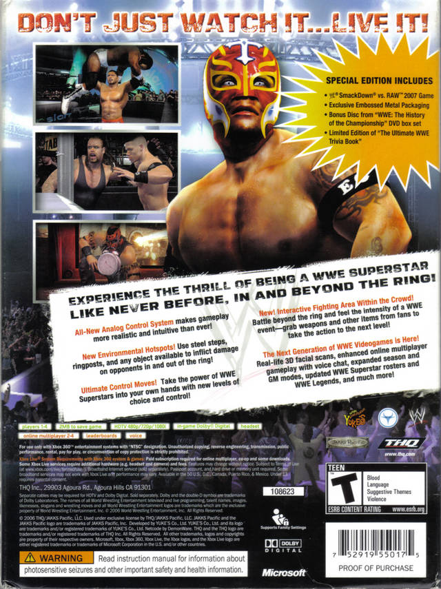 WWE SmackDown vs. Raw 2007 (Special Edition) - Xbox 360 Video Games THQ   