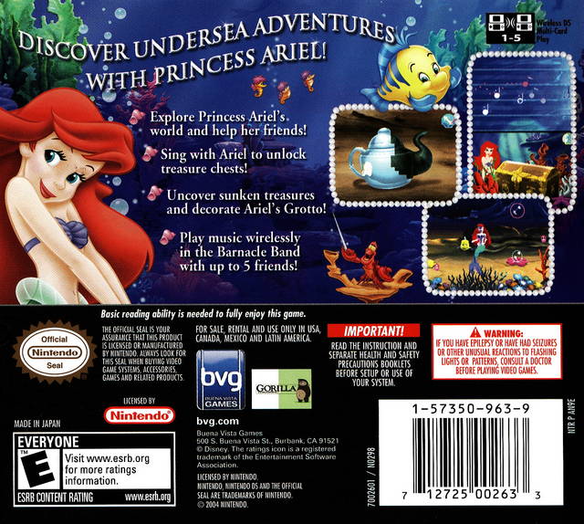 Disney's The Little Mermaid: Ariel's Undersea Adventure - (NDS) Nintendo DS Video Games Buena Vista Games   