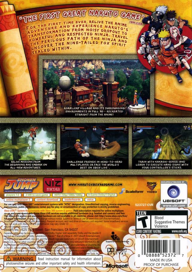 Naruto: Rise of a Ninja - Xbox 360 Video Games Ubisoft   