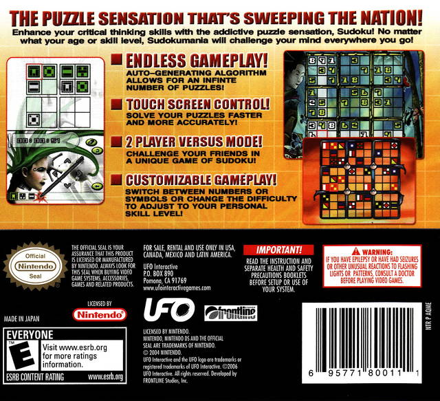 Sudoku Mania - Nintendo DS Video Games UFO Interactive   