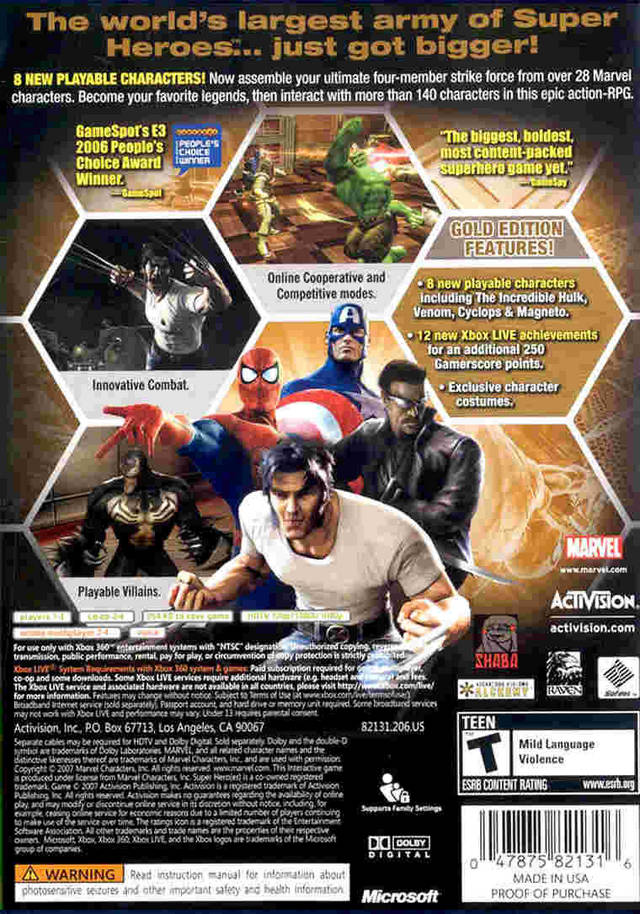Marvel: Ultimate Alliance (Gold) - Xbox 360 | J&L Game