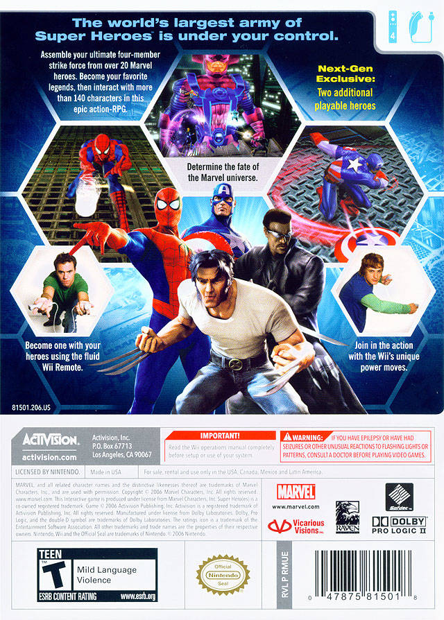 Marvel: Ultimate Alliance - Nintendo Wii Video Games Activision   