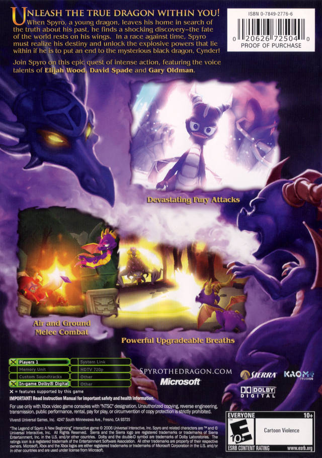 The Legend of Spyro: A New Beginning - (XB) Xbox [Pre-Owned] Video Games Sierra Entertainment   