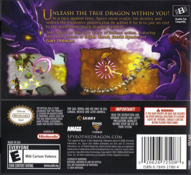 The Legend of Spyro: A New Beginning - (NDS) Nintendo DS [Pre-Owned] Video Games Sierra Entertainment   