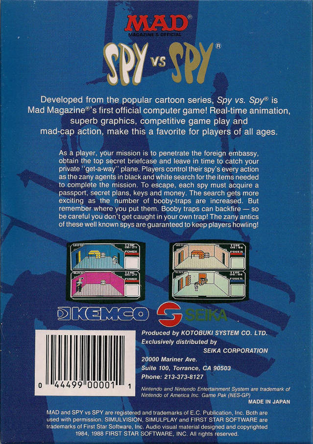 Spy vs. Spy - (NES) Nintendo Entertainment System [Pre-Owned] Video Games Kemco   