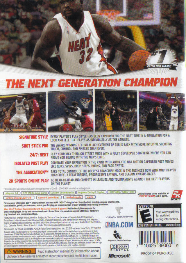 NBA 2K7 - Xbox 360 [Pre-Owned] | J&L Game