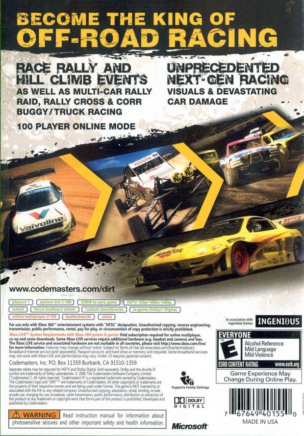 DiRT - Xbox 360 Video Games Codemasters   