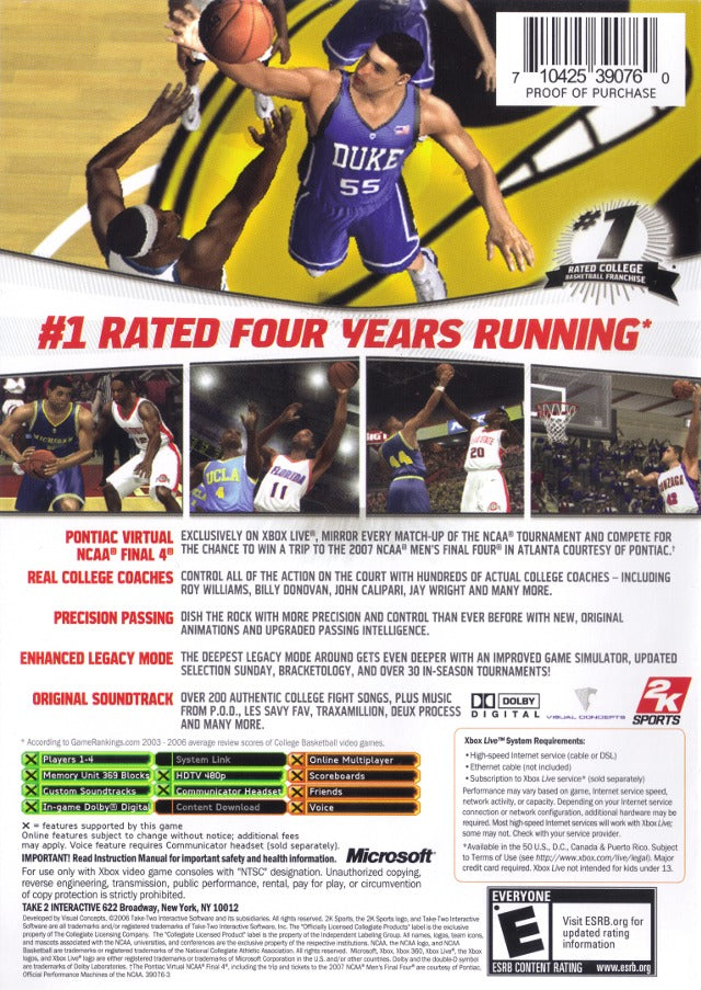 College Hoops 2K7 - Xbox Video Games 2K Sports   
